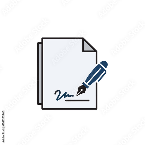 Document with pen and signature line.