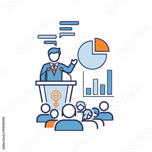 Businessman giving a presentation speech.