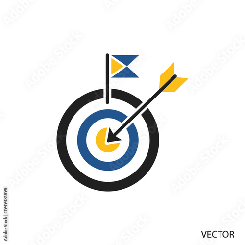 Bullseye Target with Flagged Arrow.