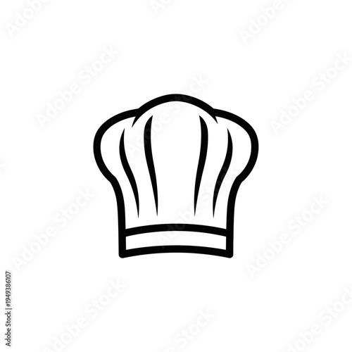 Black line art chef hat icon.