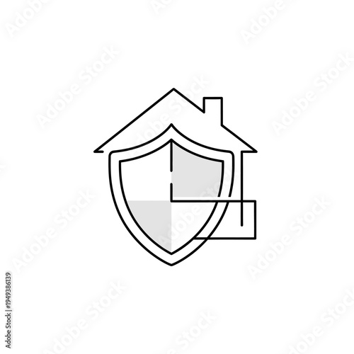 Shield protecting a house symbol.