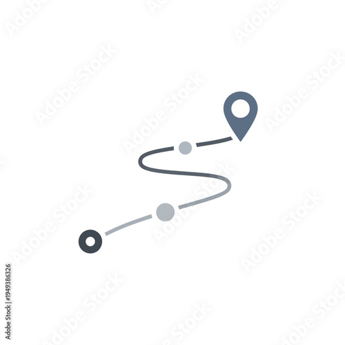 Navigation route with pin location.