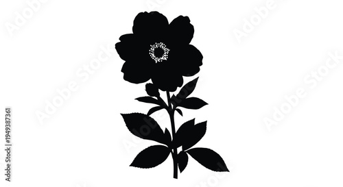 Vector graphic illustration of a striking single flower in silhouette form with intricate botanical detail.