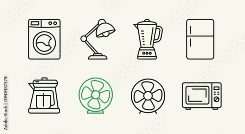 Household appliances and electronics icons