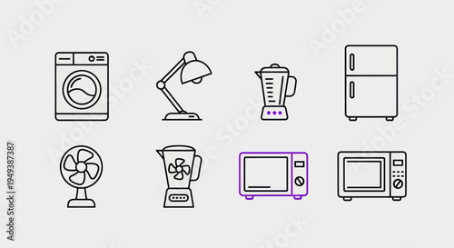 Household appliances icons set