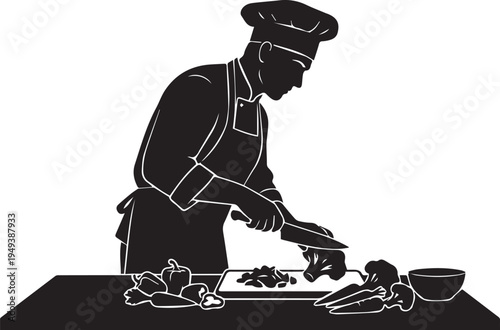 cook cutting vegetables