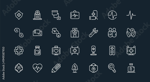 Medical icons healthcare and wellness symbols