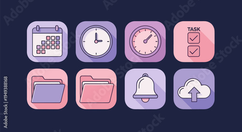 Set of digital icons for organization