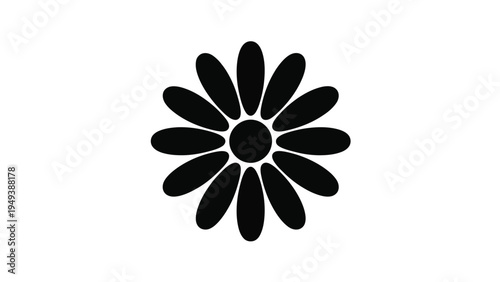 flower silhouette icon simple floral blossom symbol minimalist black flower shape nature decoration design element isolated
