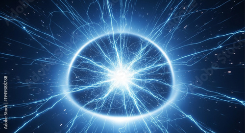 Abstract glowing energy sphere with electric sparks radiating outwards.