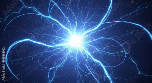 Bright Blue Electrical Discharge Energy Burst.