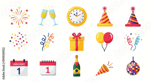 Celebration icons party elements illustration