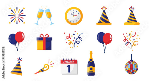 Celebration icons festive graphics