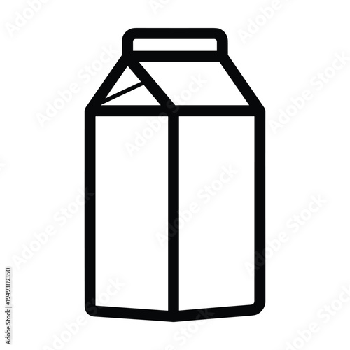 Milk carton icon, simple line art symbol for dairy products and beverages