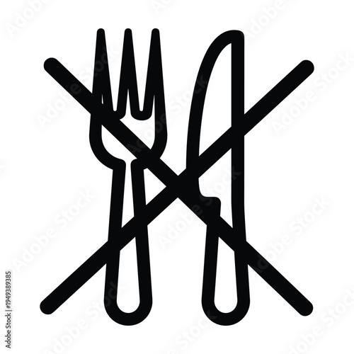 No Food or Eating Allowed Symbol with Fork and Knife