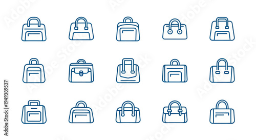 Collection of handbags outlined in blue