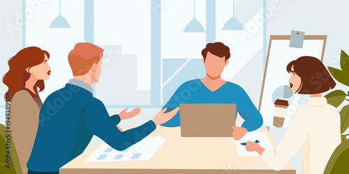 A group of professionals collaborating in a bright modern office setting