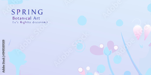 Spring botanical art with pastel colors and abstract floral shapes
