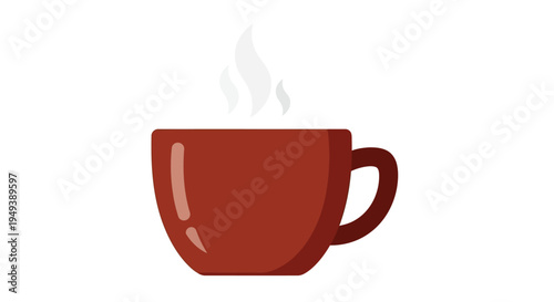 A steaming hot cup of coffee on a plain white background