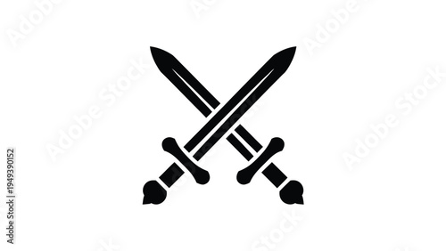 crossed swords silhouette icon medieval warrior weapon symbol battle combat emblem black blade illustration isolated on light background