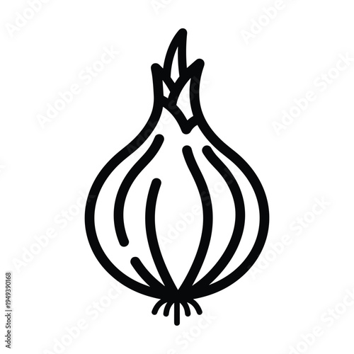 Simple Outline Icon of an Onion