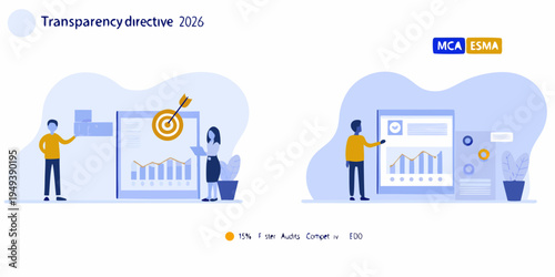 Transparency directive 2026 people analyzing data on digital screens