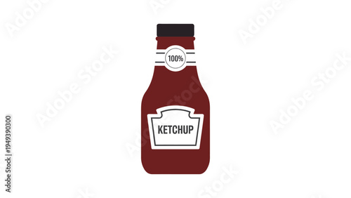 tomato ketchup bottle cartoon illustration condiment sauce container food packaging icon flat design isolated on light background