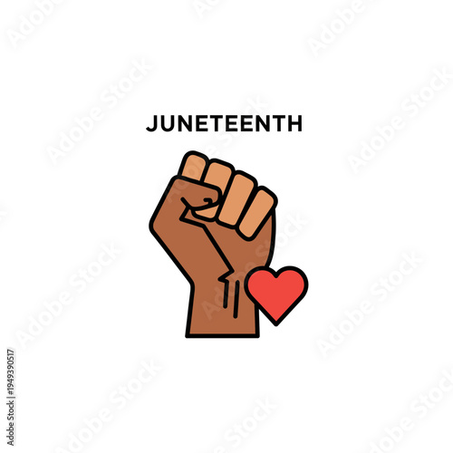 Juneteenth Fist with Heart Symbol vector illustration