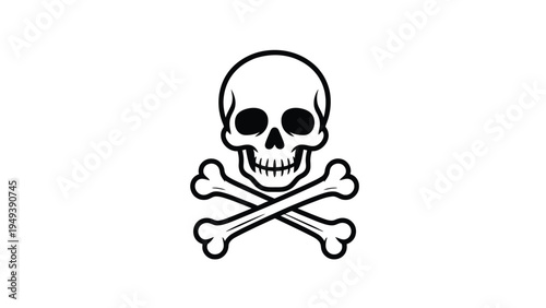 skull and crossbones symbol minimalist danger poison warning icon black outline pirate style skull emblem isolated on light background