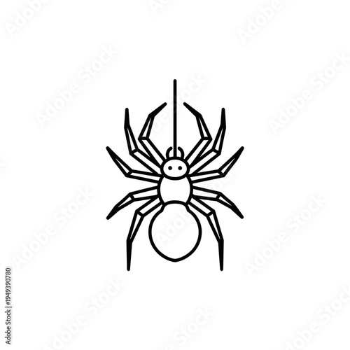 Spider Hanging From Web Line Art vector illustration