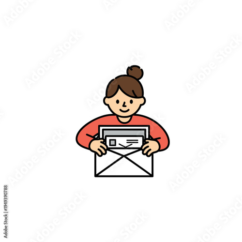 Woman Holding Envelope with Letter vector illustration