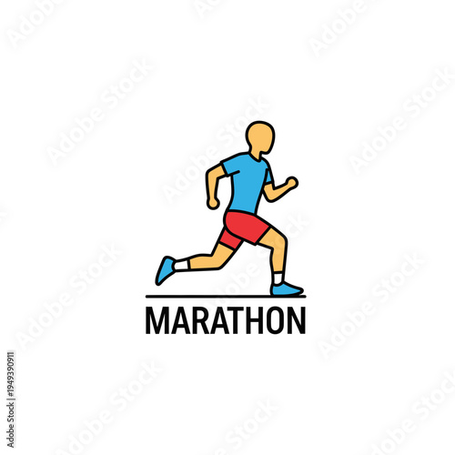Marathon Runner Outline Icon vector illustration