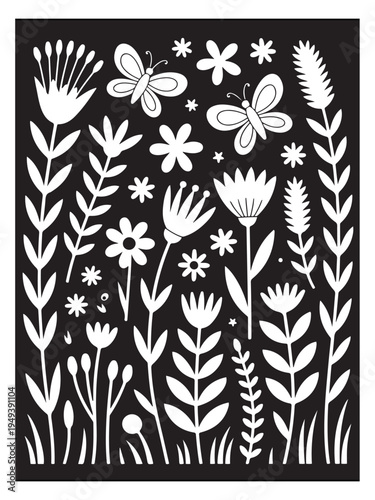 Nature monochrome coloring pages for adults and teens