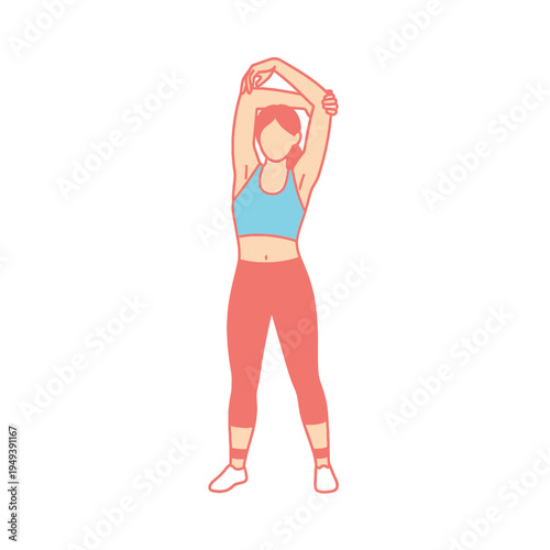 Woman Stretching Upper Body vector illustration
