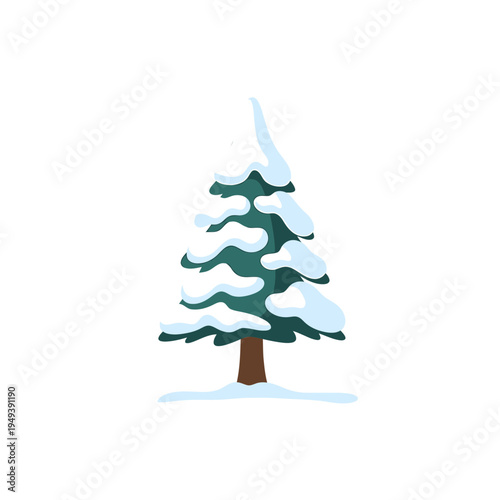 Cartoon Christmas Tree with Snow vector illustration
