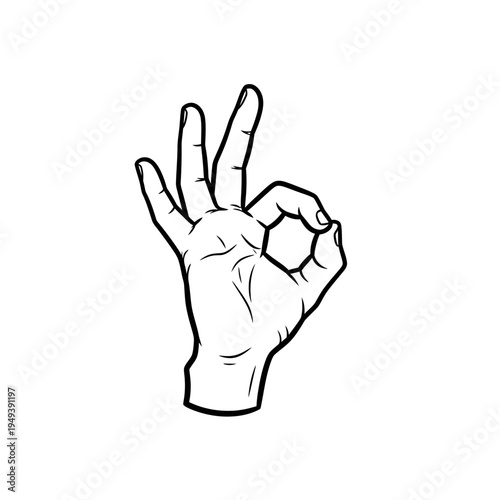 Ok Sign Hand Gesture Outline vector illustration