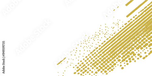 Abstract geometric gold lines and dots cascade diagonally across the canvas, offering a sense of movement and dynamism. This minimalist design creates a visually appealing and modern aesthetic.