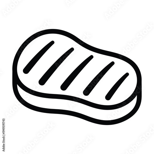 Simple Vector Icon of a Grilled Steak on a White Background