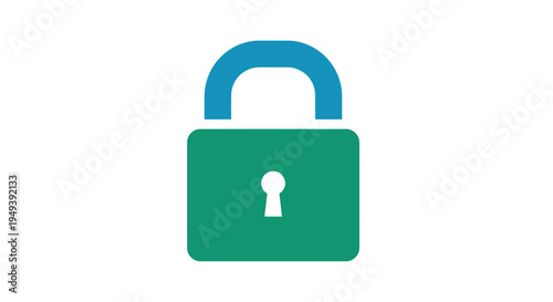 Green Padlock with Keyhole and Open Shackle.