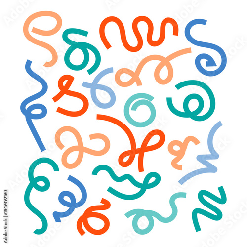 Collection  decorating abstract orange, blue, green, gray and yellow swirls  websites and presentations,    vector,  PNG available