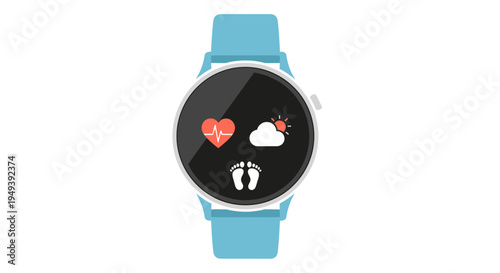 Smartwatch with Heartbeat and Footprint Display.