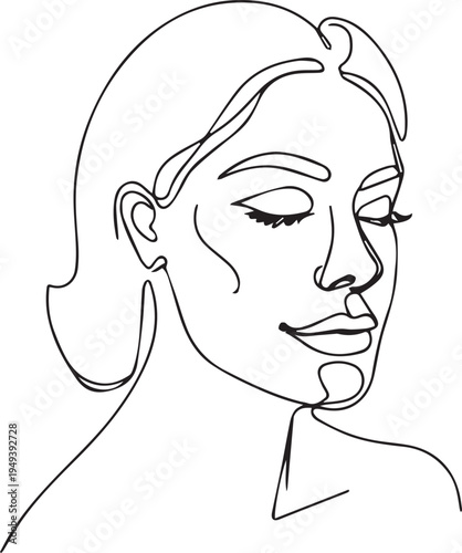 Minimal Female Face Single Line Art – Elegant Woman Portrait Continuous Line Drawing