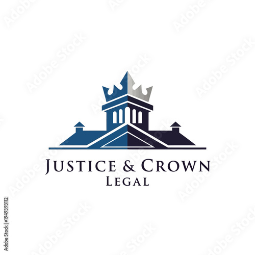 Justice & Crown Legal logo with a classic courthouse building topped by a crown, representing legal power and integrity, isolated white background.