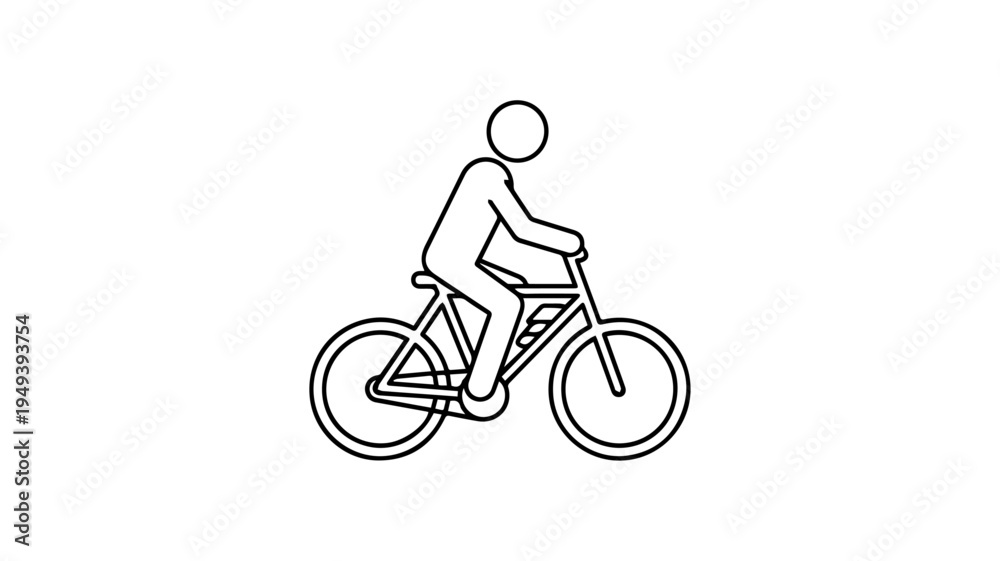Obraz premium Minimalist side view icon of a person riding a bicycle