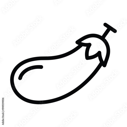 Simple Line Art Icon of an Eggplant
