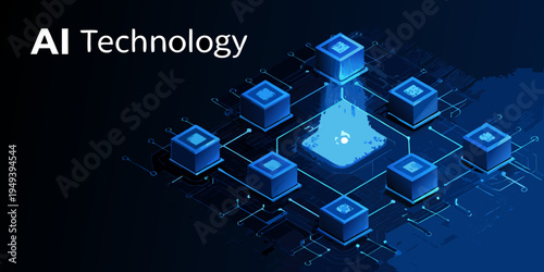 Abstract representation of artificial intelligence technology and networked systems