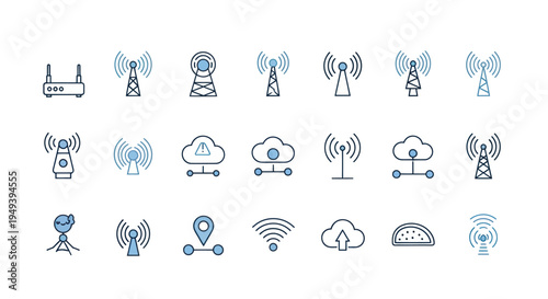 Network and communication icons set