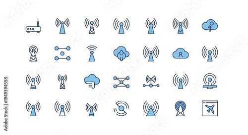 Network and communication icon set