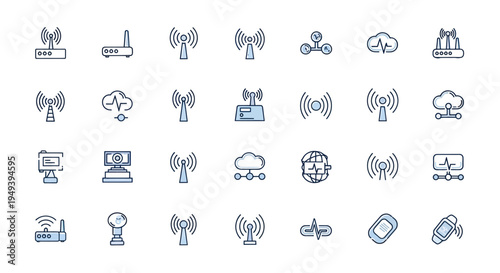Network and communication icons set