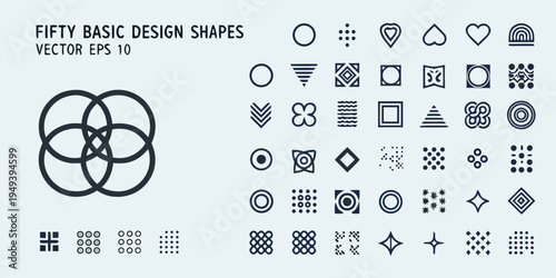 Collection of fifty basic design shapes in vector eps 10 format